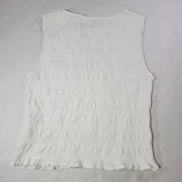 Madewell Women White Cotton Linen Blend Sachi Smocked Tank Top Size M - Picture 6 of 6